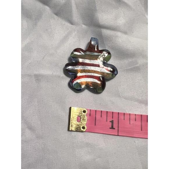 Artisan Hand Blown Glass Flower Pendant Slide Murano Style 1in Y2K Cottagecore - Picture 2 of 5